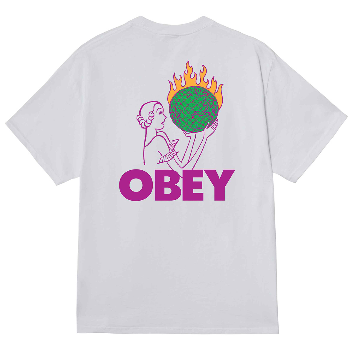 Obey World In Flames T-Shirt White Obey World In Flames T-Shirt White