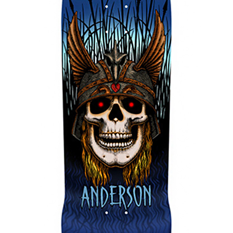 Powell Peralta Andy Anderson Heron Skull Skateboard Deck Blue Shape 290 9.13