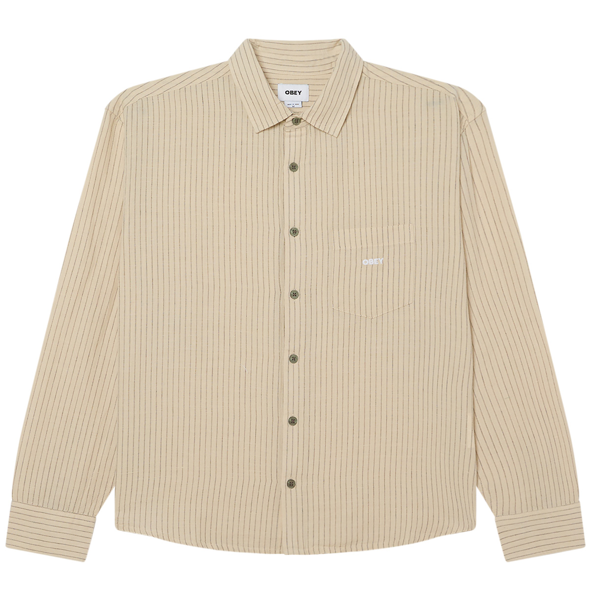 Obey Nelson Longsleeve Shirt Woven Silver Grey