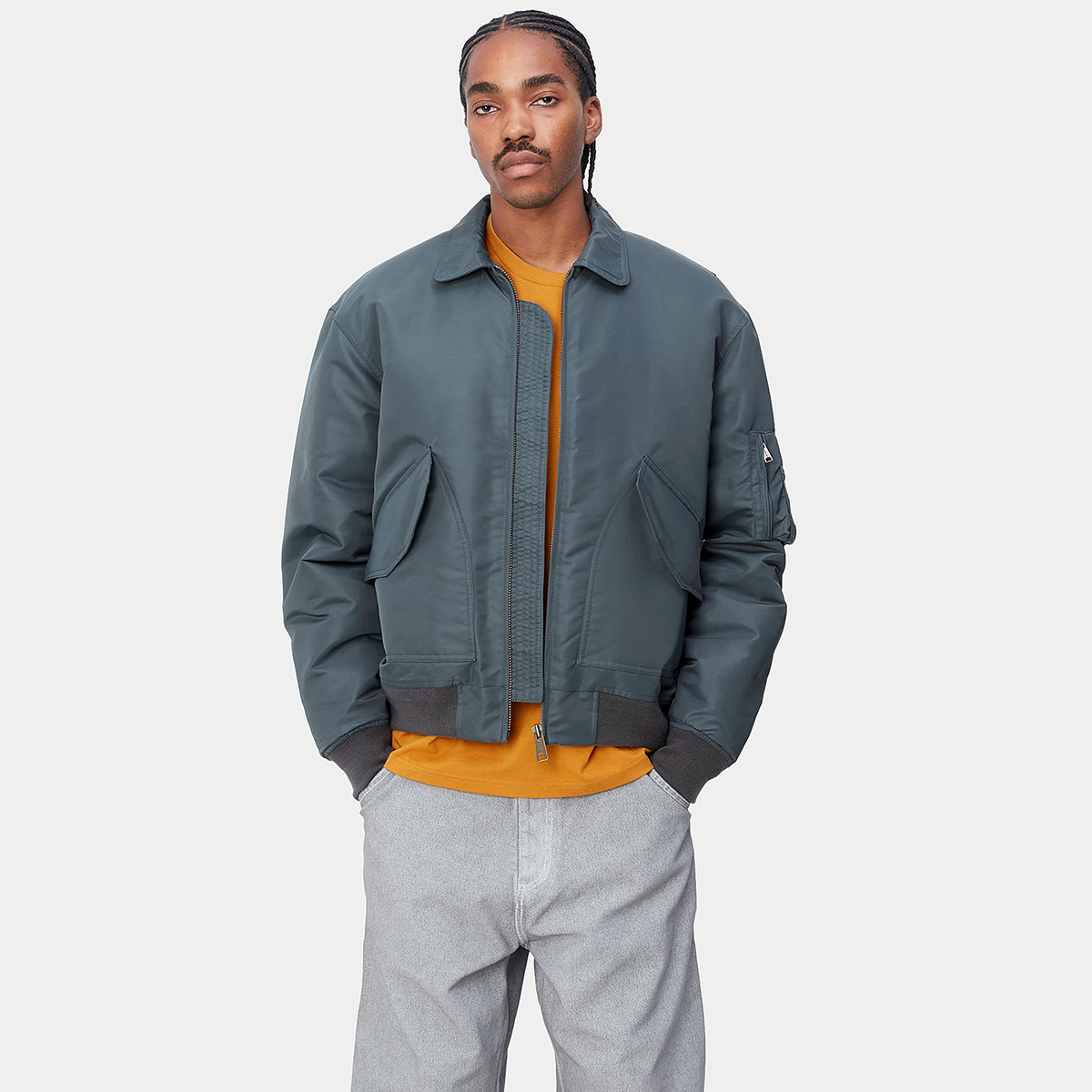 Carhartt WIP Olten Bomber Jacket Ore/Smoke Green Carhartt WIP Olten Bomber Jacket Ore/Smoke Green