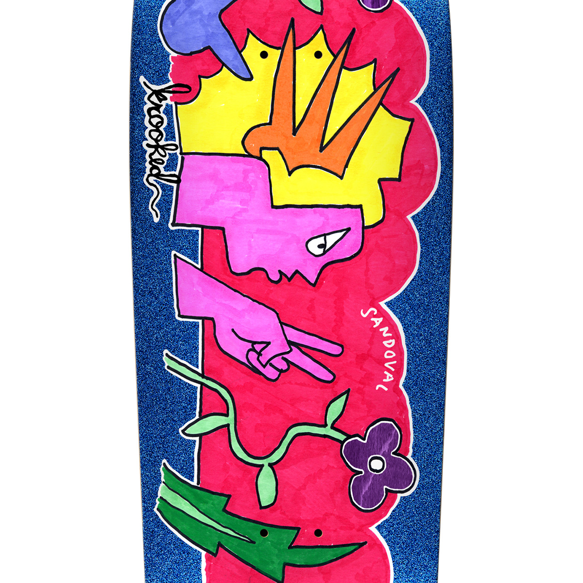 Krooked Sandoval Peace Sign - Skateboard Deck Blue 9.81