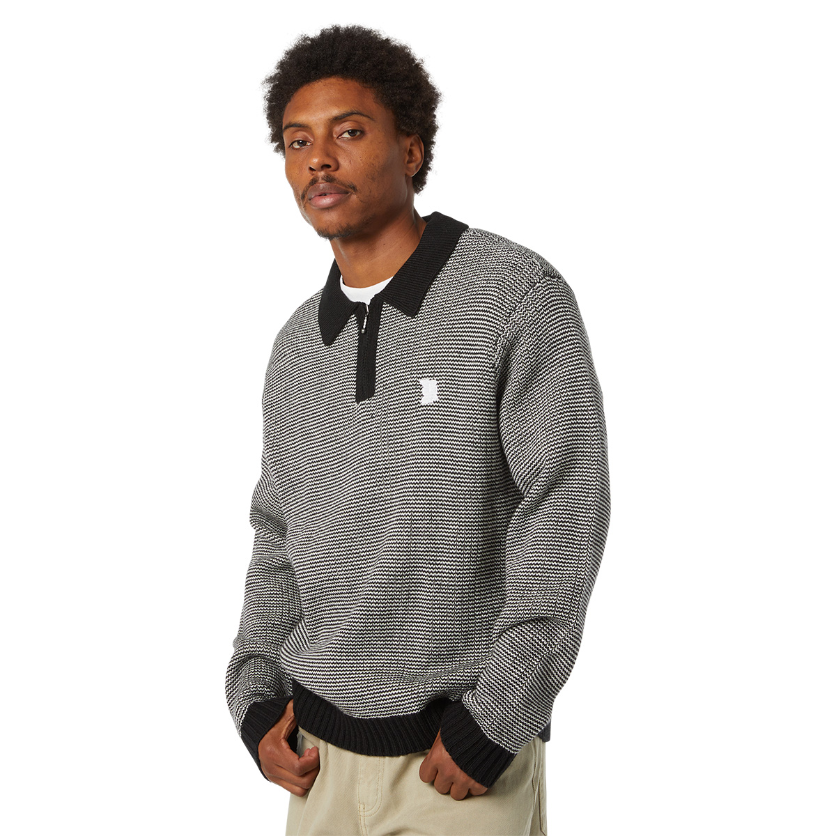 HUF Megablast Two Tone Waffle Sweater Black/White