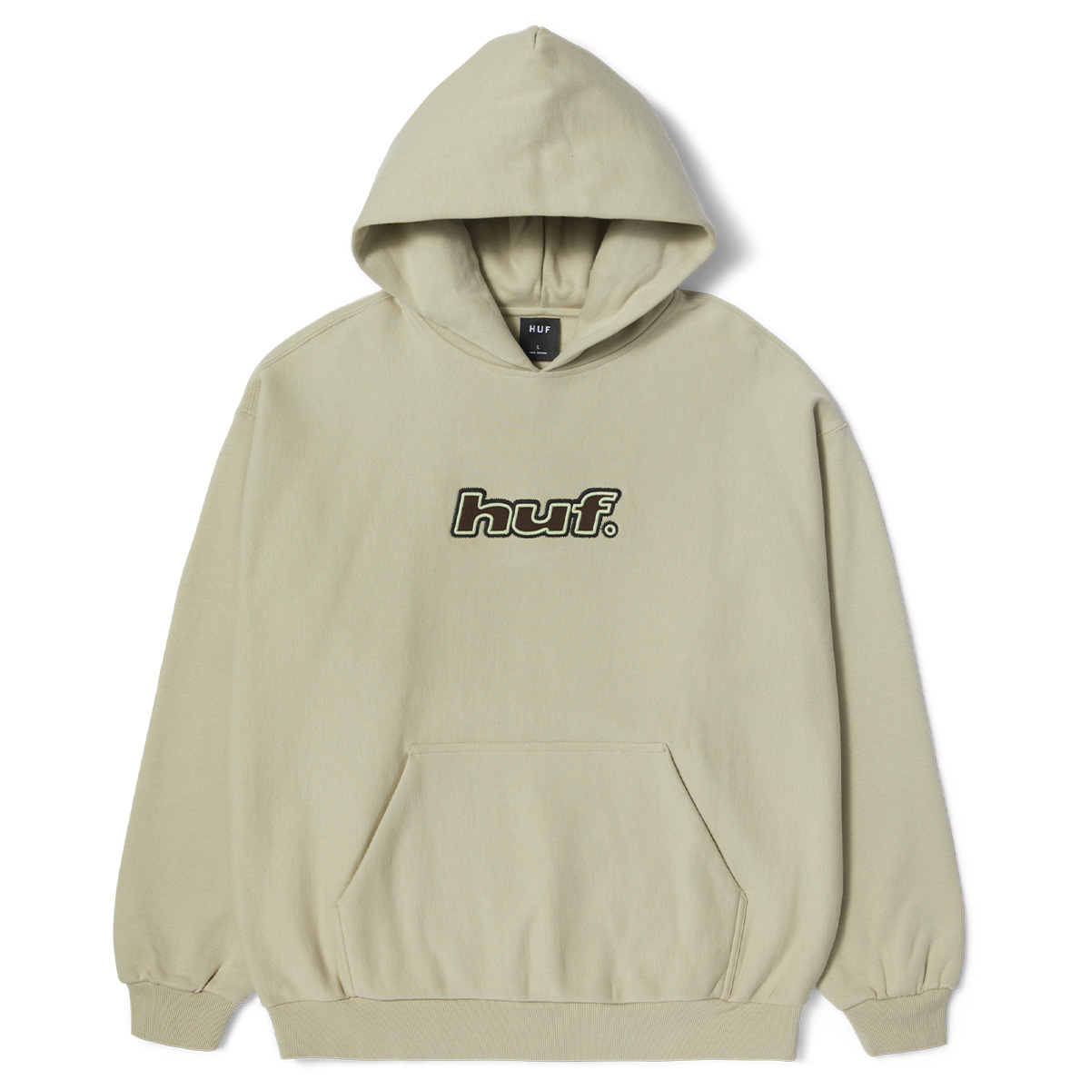 HUF Logo Applique Hooded Fleece Sweater Putty HUF Logo Applique Hooded Fleece Sweater Putty