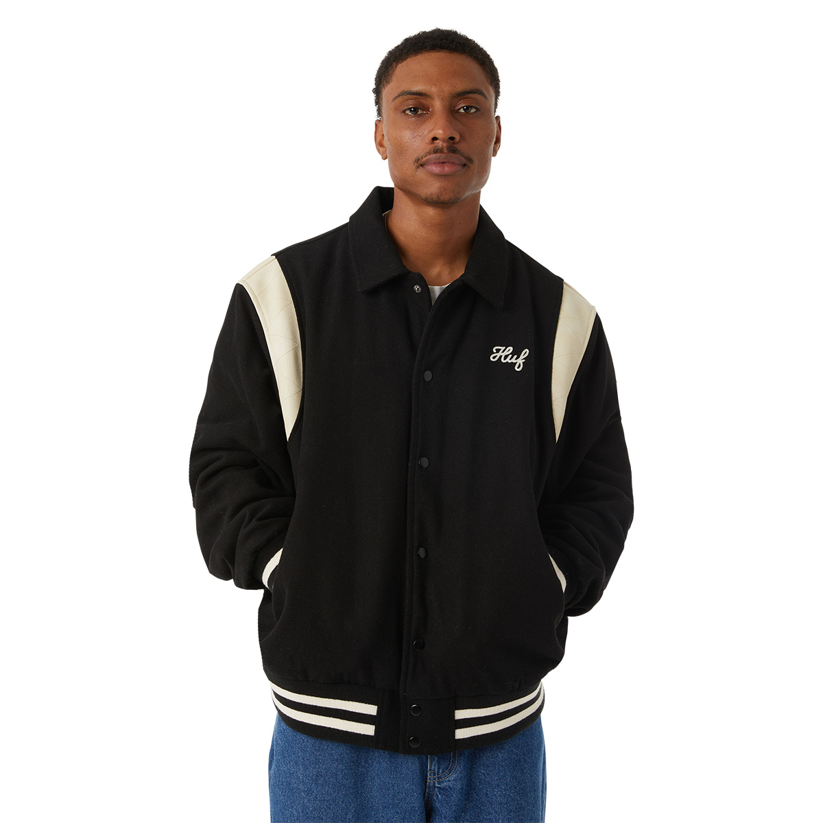 HUF Song Varsity Jacket Black HUF Song Varsity Jacket Black