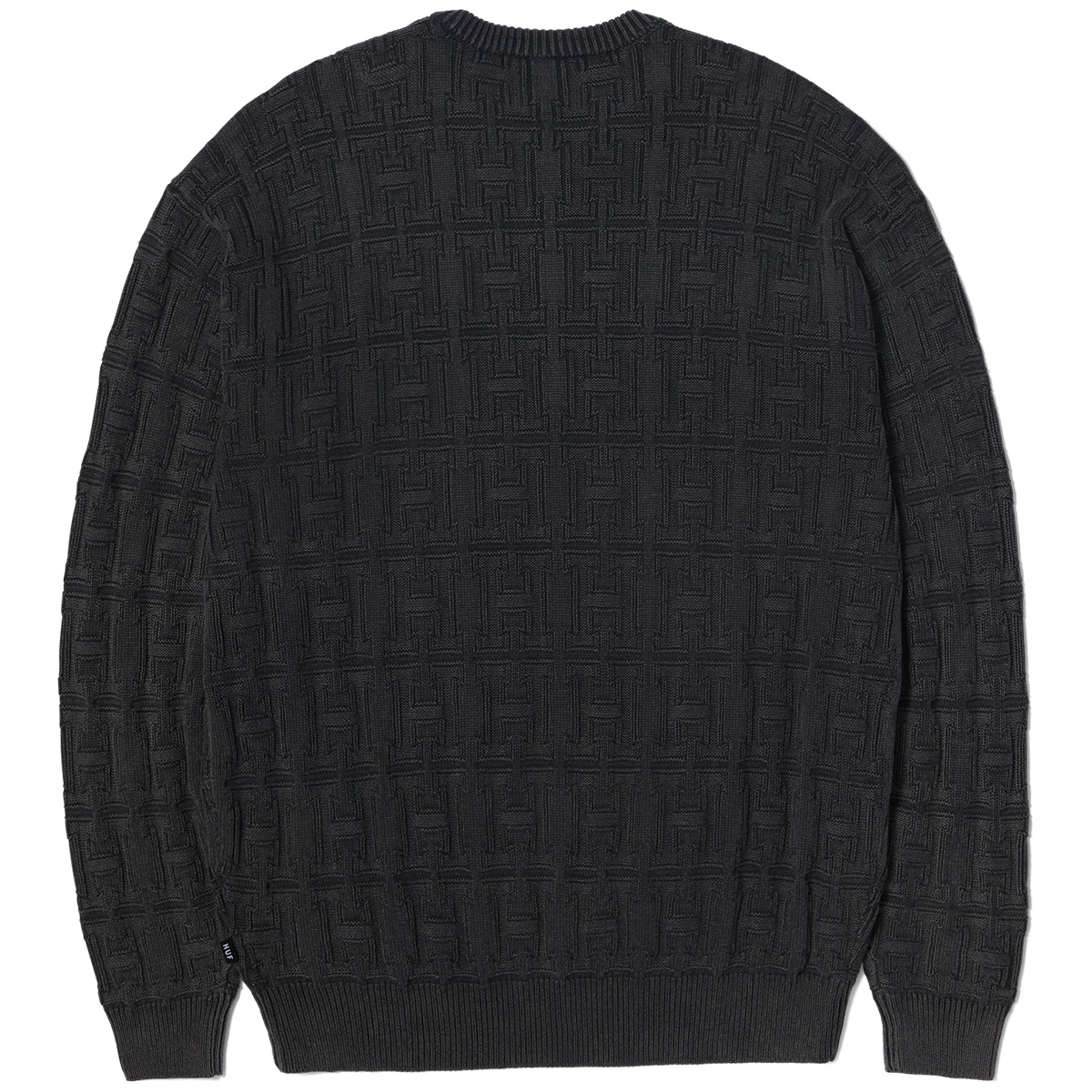 HUF Interlaced Jacquard Overdyed Crewneck Sweater Black HUF Interlaced Jacquard Overdyed Crewneck Sweater Black
