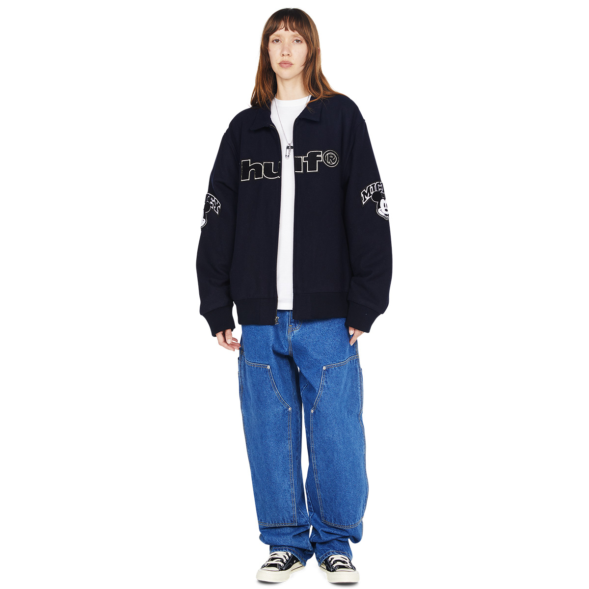 HUF x Mickey Worldwide Tour Varsity Jacket Navy