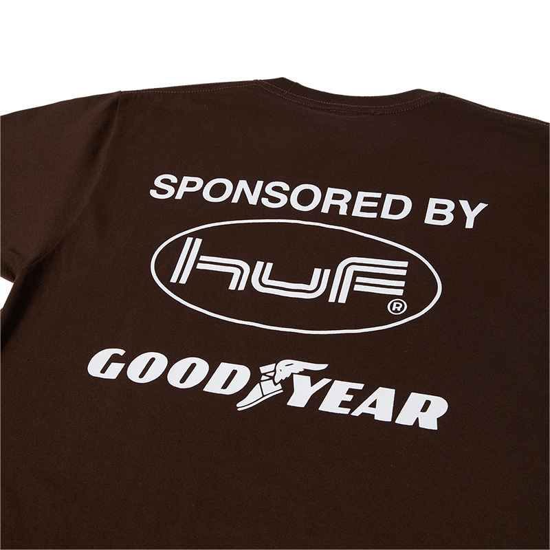 HUF X Goodyear Sponsored T-Shirt Chocolate HUF X Goodyear Sponsored T-Shirt Chocolate