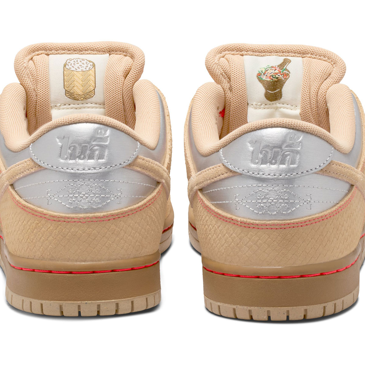 Nike SB Dunk Low Pro Canvas/Vachetta Tan-Parachute Beige-Brt Crimson-Legend Dk Brown-Mtlc Silver