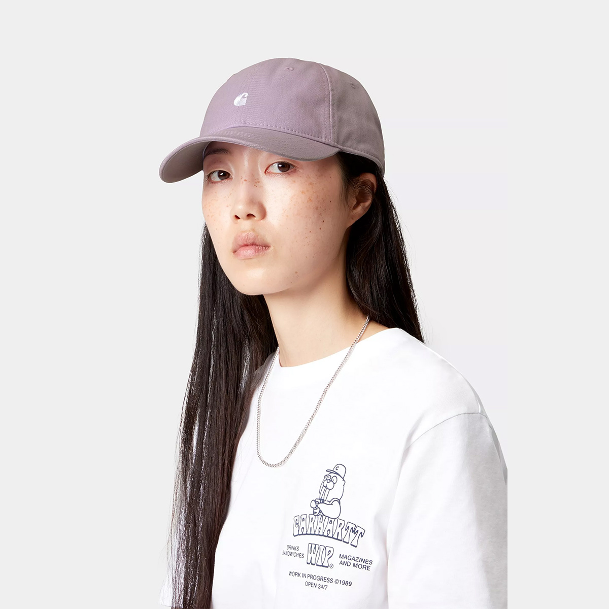 Carhartt WIP Madison Logo Cap Pink Fog/White