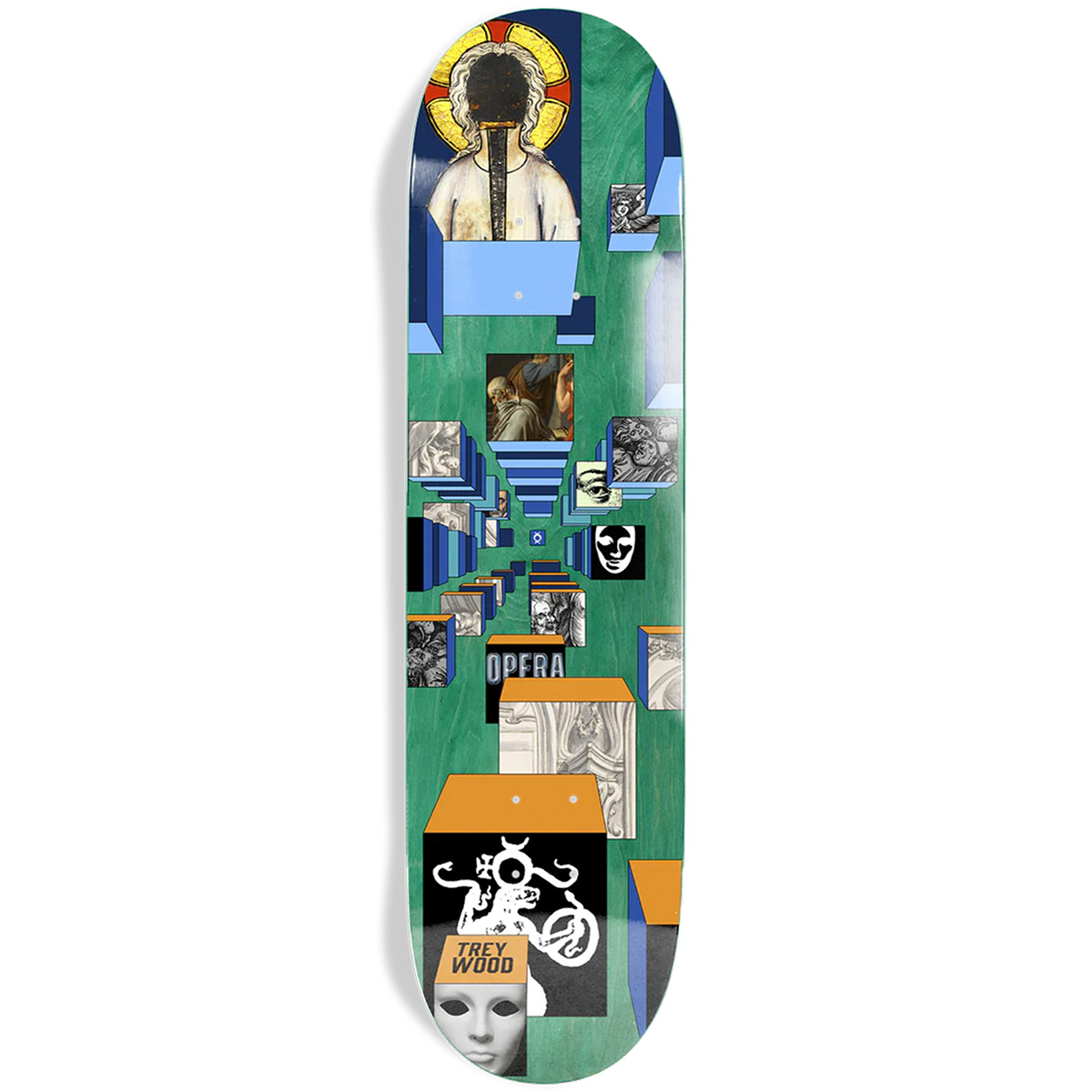 Opera Trey Wood Dimensional Skateboard Deck Green 8.25