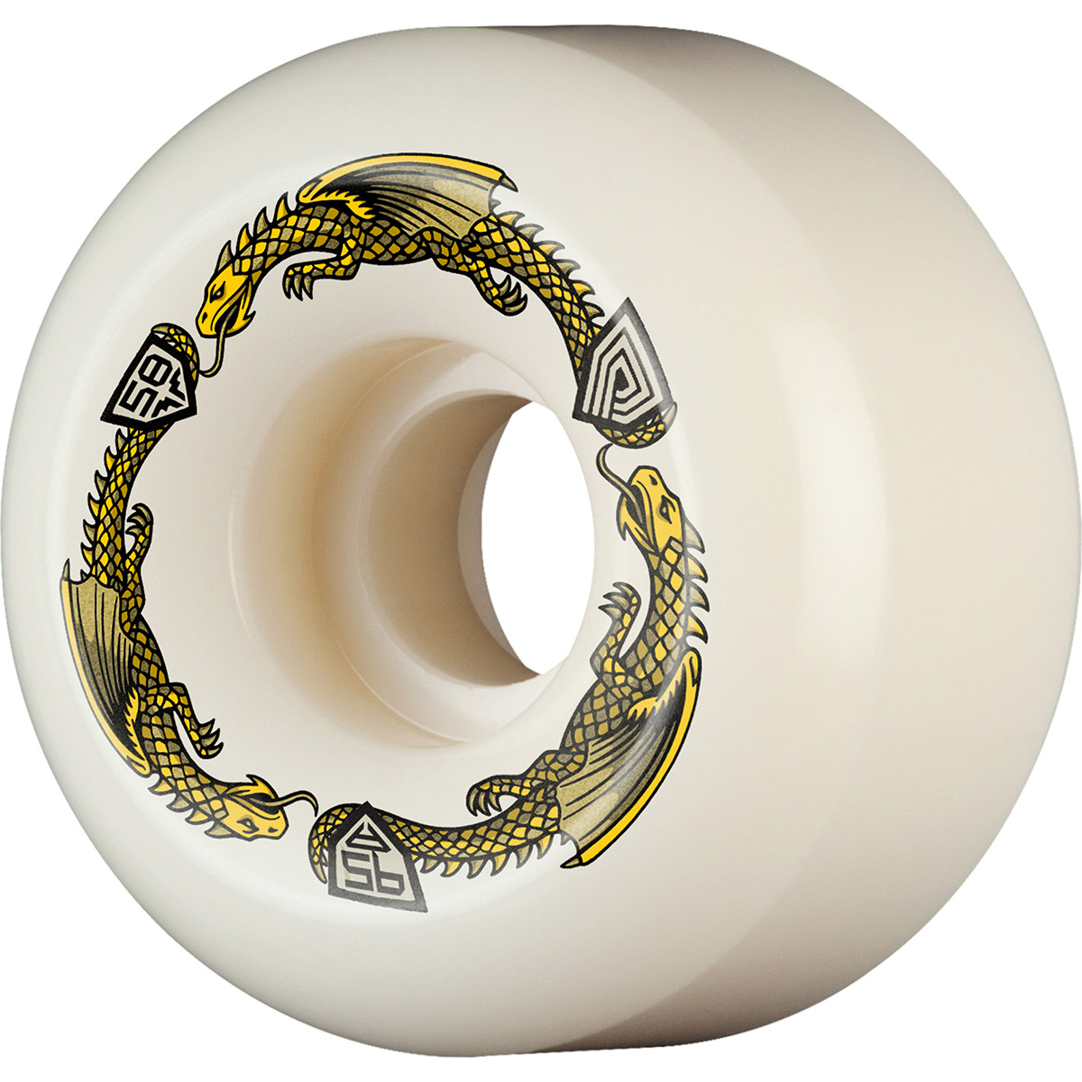 Powell Peralta Dragon Formula Rat Bones 2 Shape Wheels White/Yellow  95A 58mm x 33mm