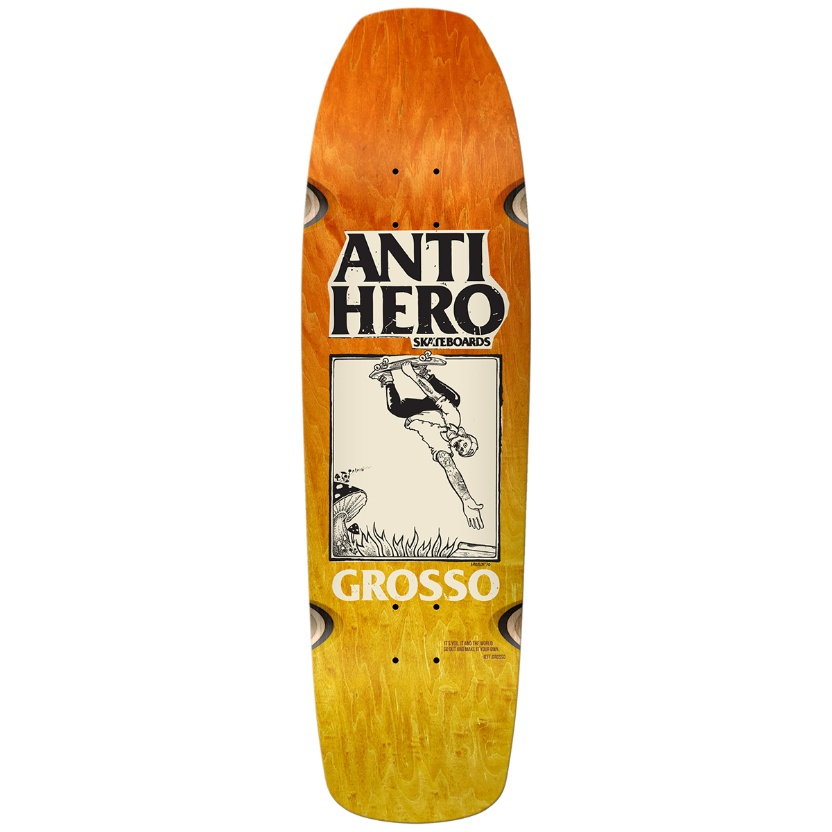 Anti Hero SSD Grosso Hand Plant Wheels Wells Square Edge Skateboard Deck Fade 9.25