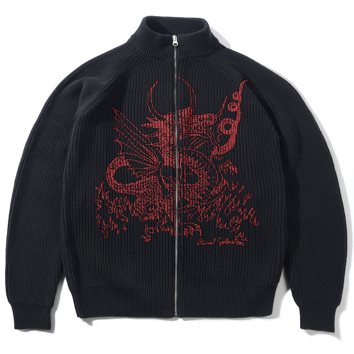 Butter Goods x Daniel Johnston Dragon Knit Zip-Thru Sweater Black/Red