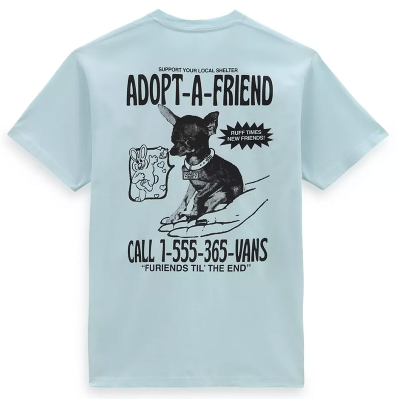 Vans Adopted A Friend T-Shirt Blue Gllow Vans Adopted A Friend T-Shirt Blue Gllow