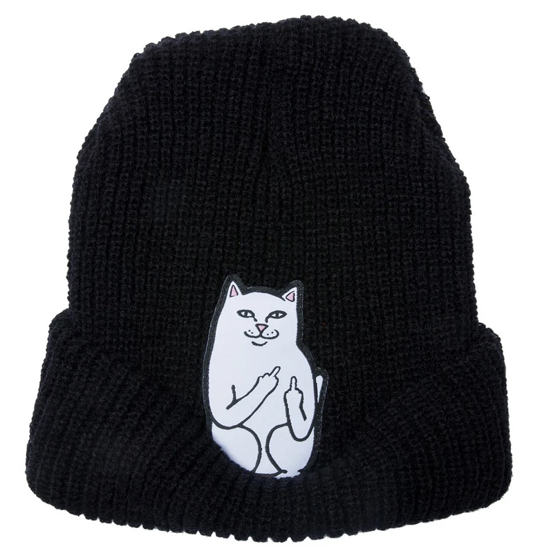 RIPNDIP Lord Nermal Ribbed Beanie Black RIPNDIP Lord Nermal Ribbed Beanie Black