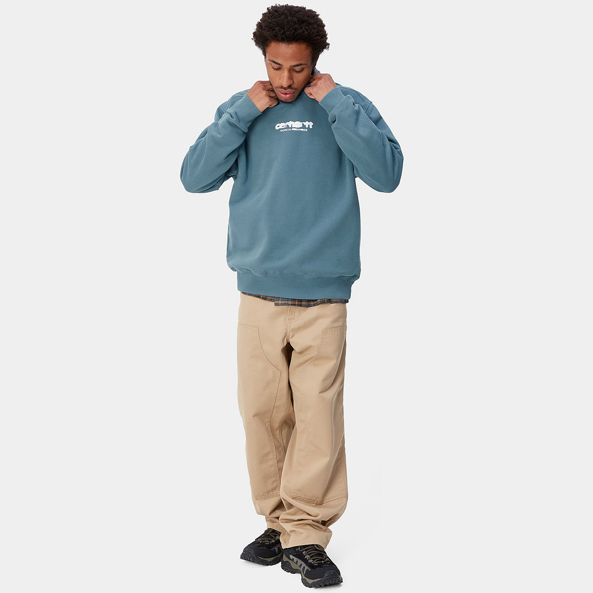 Carhartt WIP Ink Bleed Sweater Vancouver Blue/White Stone Washed