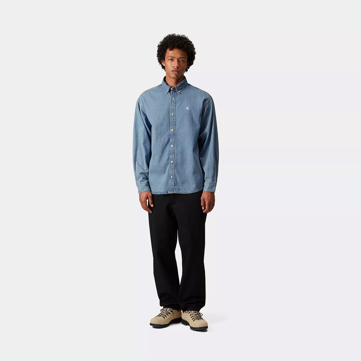 Carhartt WIP Lucas Longsleeve Shirt Blue Bleached