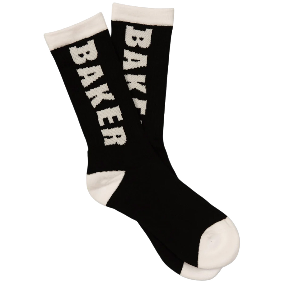 Baker White Letters Black Socks