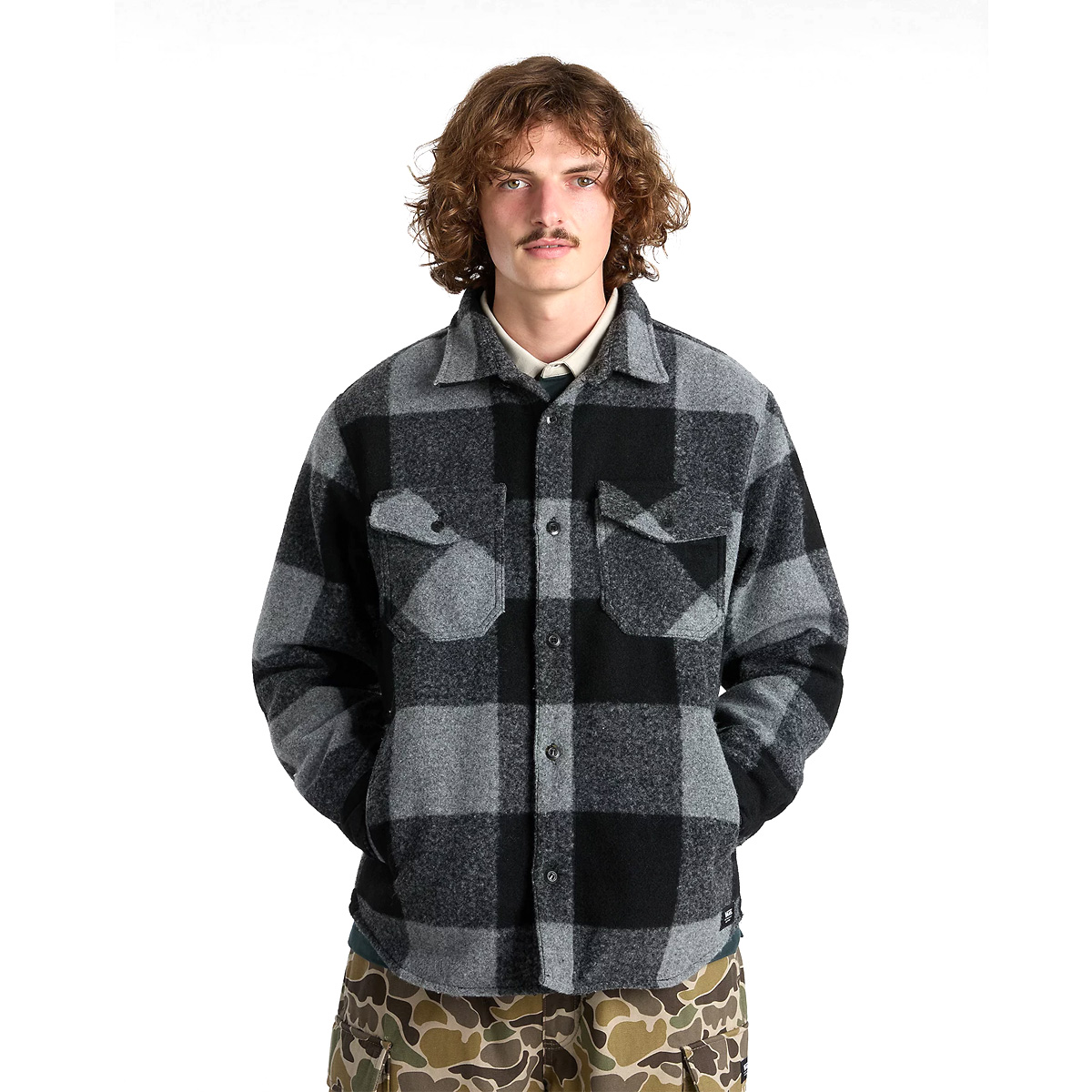 Vans Denby Fuzzy Shacket Jacket Black/Drizzle Vans Denby Fuzzy Shacket Jacket Black/Drizzle