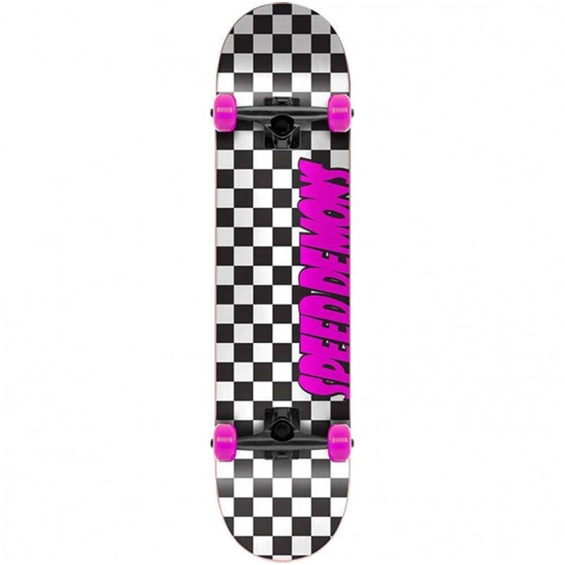 Speed Demons Checkers Complete Skateboard Black/Pink 7.75